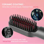KIPOZI Hair Straightener Brush, Cordless Hair Straightener Brush Portable Hot Comb Straightener, USB Rechargeable & 3 Temp