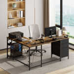 GIKPAL L Shaped Computer Desk, Reversible Gaming Desk with Drawers, Corner Desk with Storage Shelves & Monitor Stand, Home