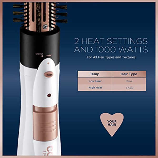 Conair Double Ceramic 3-In-1 Hot Air Brush, Dry As You Style, White