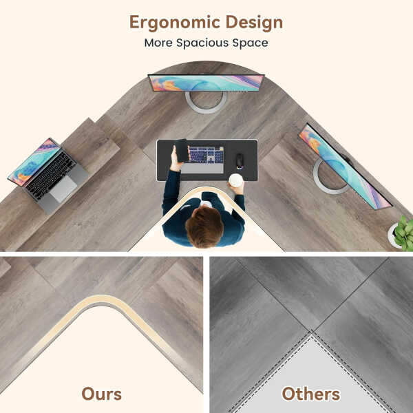 Flyicty 55'' L Shaped Gaming Desk, Ergonomic Corner Desk with Monitor Stand, Computer Desk for Home Office Study Writing