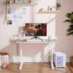 X Rocker Oka Adult Gaming Desk with RGB Lighting, White/Light Wood