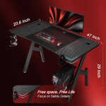55 Inch Gaming Desk with Carbon Fibre Surface Large Computer Desk Gaming Table Ergonomic Pc Gaming Workstation Home Office Desks