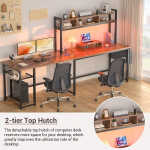 Homieasy L Shaped Desk with Power Outlet & USB Ports, 86.6'' Reversible L-Shaped Gaming Desk with Monitor Stand & LED Strip, 2
