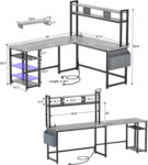 Homieasy L Shaped Desk with Power Outlet & USB Ports, 86.6'' Reversible L-Shaped Gaming Desk with Monitor Stand & LED Strip, 2