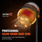 KFFKFF Ionic Hair Dryer with Hood, 1875W Professional Bonnet Hair Dryer, Timer Function, 3 Heat Settings & Speed Control,