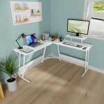 PayLessHere L Shaped Desk Corner Gaming Desk Computer Desk for Adults,Black,29"H
