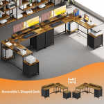 GIKPAL L Shaped Computer Desk, Reversible Gaming Desk with Drawers, Corner Desk with Storage Shelves & Monitor Stand, Home