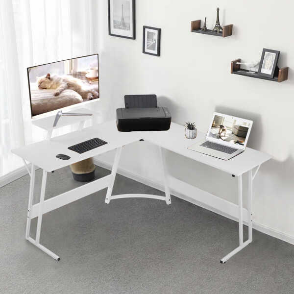 YRLLENSDAN L Shaped Computer Desk, Corner Desk Gaming Table Computer Desk L Shaped Desks Gaming Desks with Large Desktop for