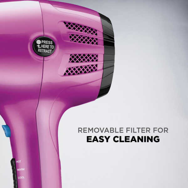 Conair 1875 Watt Cord-Keeper Hair Dryer with Ionic Conditioning, Pink