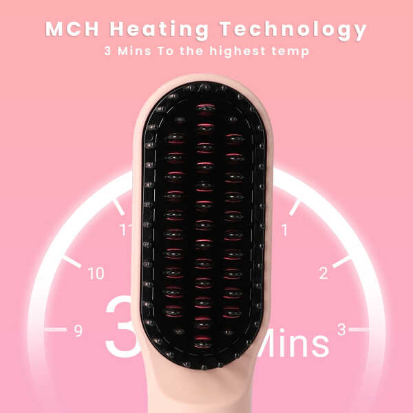 KIPOZI Hair Straightener Brush, Cordless Hair Straightener Brush Portable Hot Comb Straightener, USB Rechargeable & 3 Temp