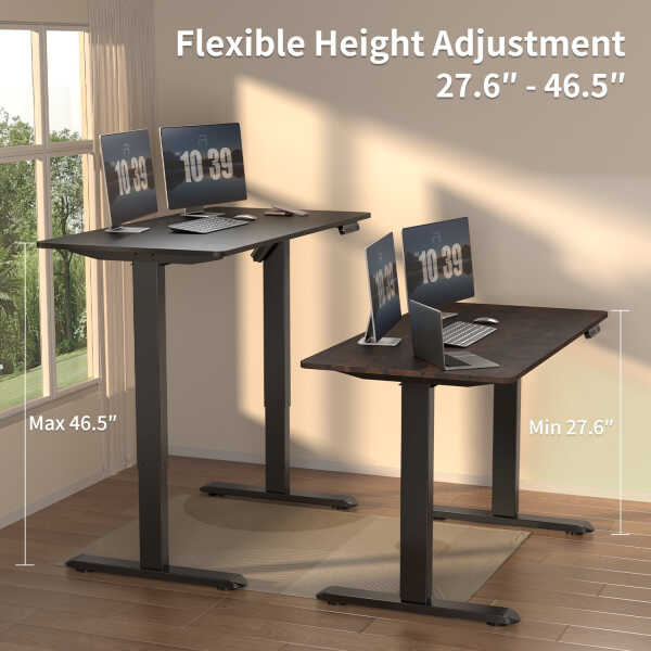AIMEZO Electric Standing Desk, 48 x 24 inch Adjustable Height Desk with Whole-Piece Tabletop, Stand up Desk for Home Office