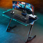 ARES WING 47" Gaming Table with LED Light, Computer Desk for Adult, PC Ergonomic Table White