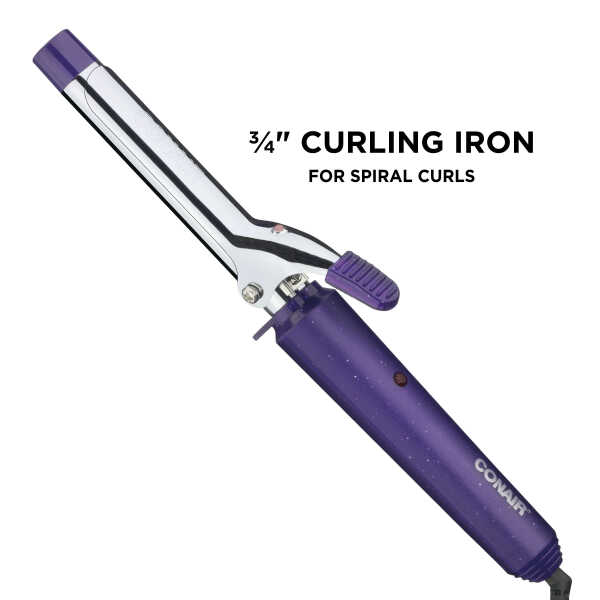 Conair Supreme Triple 0.5", 0.75", 1" Ceramic Spring Curling Iron, Purple, 3 Piece, CB433W2N