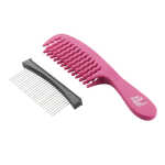 The Knot Dr. for Conair Double Detangler All Purpose Comb with Removable Metal Teeth, Pink