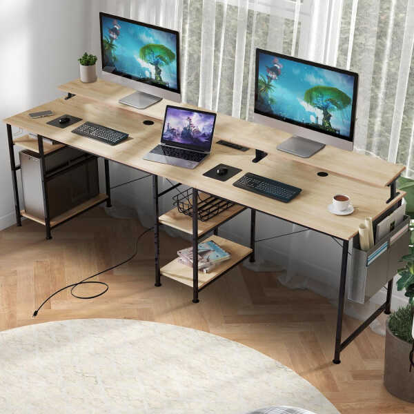 Wonder Comfort 47''Inch Home Office Writing Desk with 3 Drawers & 1 Open Storage for Bedroom Living Room Office, Metal Tube