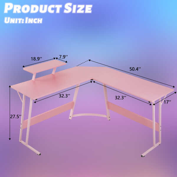 YRLLENSDAN L Shaped Computer Desk, Corner Desk Gaming Table Computer Desk L Shaped Desks Gaming Desks with Large Desktop for