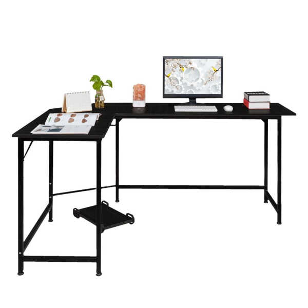 Ktaxon 66" Wood L-Shaped Computer Gaming Desk Corner PC Latop Table Study Office Workstation Black