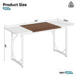 Pinmoco 63" Executive Desk, Lager Writing Desk with Metal Frame, Home and Office, Black with Walnut