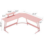 Vineego 51-inch L-Shaped Gaming Desk with Carbon Fiber Corner Computer Desk with Monitor Stand,Black