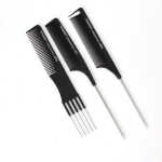 MANNYA Professional Fine-tooth Metal Pin Hairdressing Portable Hair Styling Rat Tail Comb