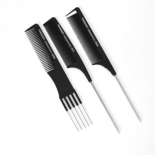 MANNYA Professional Fine-tooth Metal Pin Hairdressing Portable Hair Styling Rat Tail Comb