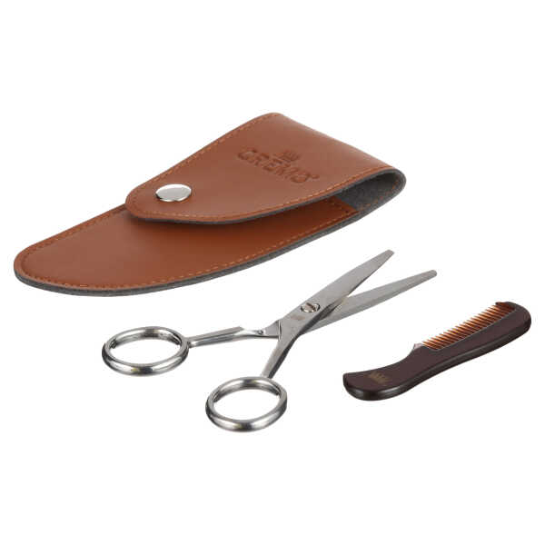 Cremo Men's Beard Shears, Perfect for Mustache & Beard Trimming, Brown, All Hair Types, 1 Ct