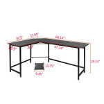 Ktaxon 66" Wood L-Shaped Computer Gaming Desk Corner PC Latop Table Study Office Workstation Black