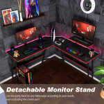 PayLessHere L Shaped Desk Corner Gaming Desk Computer Desk for Adults,Black,29"H