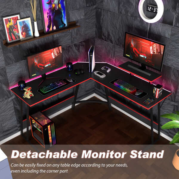 PayLessHere L Shaped Desk Corner Gaming Desk Computer Desk for Adults,Black,29"H