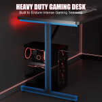 GTRACING 55" Large RGB Sturdy Gaming Desk with Mouse Pad T-Shaped Office Chair Computer Desk Spacious Work Surface Table, Black