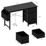47" Office Desk with Power Outlet, 3 Drawers, Large Side Pocket, Desk Easy to Assemble, Frame Stability Reversible, for Home