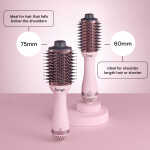 L'ange Hair Le Volume 2-in-1 Titanium Blow Dryer Brush Blush Hot Air Brush with Oval Barrel