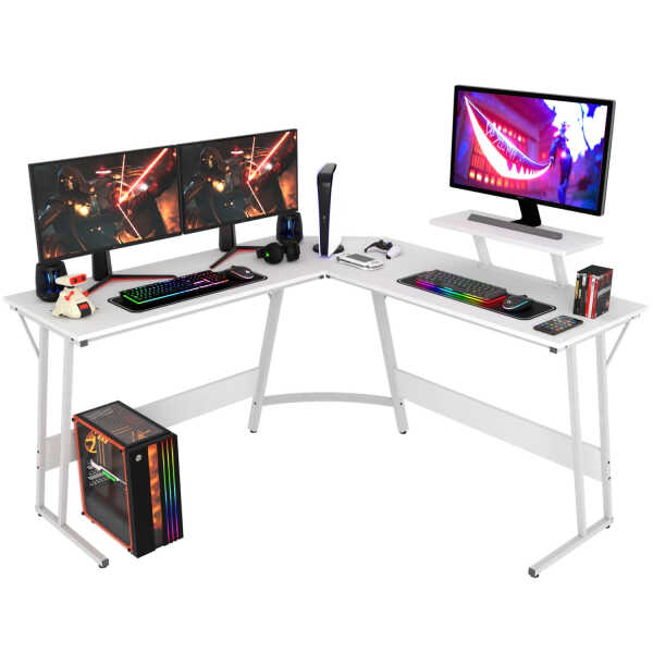 PayLessHere L Shaped Desk Corner Gaming Desk Computer Desk for Adults,Black,29"H