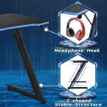NiamVelo 47 inch Gaming Desk, Z-Shaped PC Computer Table Ergonomic Gamer Workstation with Headphone Hook for Home Office, Red