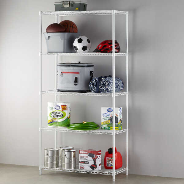 Hyper Tough 5-Tier Wire Storage Shelves, 36" W x 16" D x 72" H, 1750 lb Load Capacity, Black