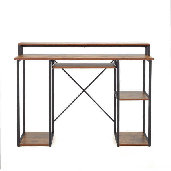 JOMEED Computer Desk with Monitor Shelf for At-Home Office, Brown/Black