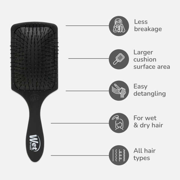 Wet Brush Paddle Detangler for All Hair Types - Frost Black