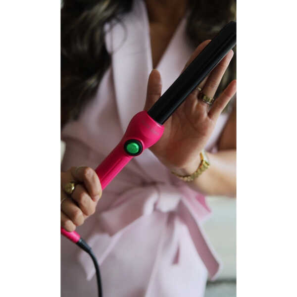 Jose Eber: Clipless Curling Iron 1" (25mm) - Pink - Professional Tourmaline Ceramic Barrel, Wand Styling Tool, Ion Technology,