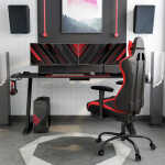 Furniture of America Hendrix Modern Black 67-inch Steel Computer Desk with USB by