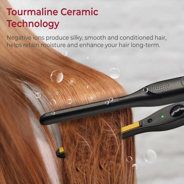 KISS PENCIL Pro Styler Ultra-Slim Flat Iron, 3.7&rdquo x 0.3&rdquo Ceramic Tourmaline Plates