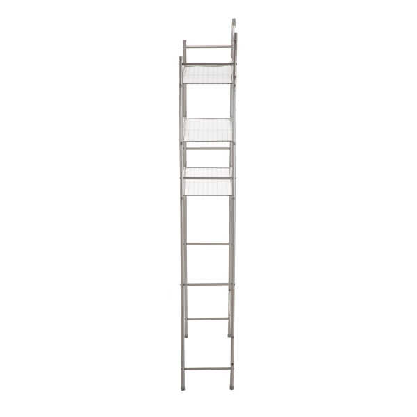 Mainstays 3-Shelf Over the Toilet Steel Freestanding Storage Shelf Unit, Silver, Holds up to 30 lb Capacity