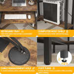 Homieasy Corner Computer Desk with Power Outlets & LED Light, Corner Desk with Hutch, Triangle Gaming Desk with Keyboard Tray,