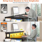 EnHomee 56.5" Computer Desk with Monitor Stand, Office Desk with Fabric File Cabinet, Gaming Computer Desk for Home Office