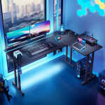 51 inch Gaming Desk with LED Lights & Power Outlet, Gaming Table with Movable Monitort Shelf Kids Desk Gift for Boys Men, Home