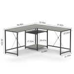 JOZ 59" L Shaped Gaming Desk, Two-Way Convertible Computer Desk with Storage Shelves for Rooms, Corner and Home Office in Rock