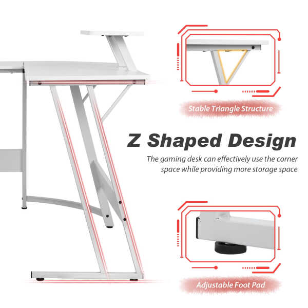 PayLessHere L Shaped Desk Corner Gaming Desk Computer Desk for Adults,Black,29"H
