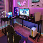 Ktaxon 66" Wood L-Shaped Computer Gaming Desk Corner PC Latop Table Study Office Workstation Black
