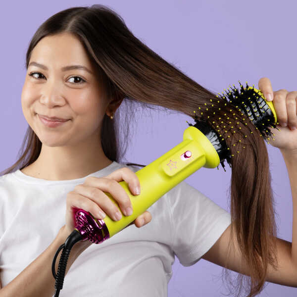 3in1 Blowout Brush Styling Tool - Round Volumizing Blowout Brush, 3 Temp Settings, Professional Salon Quality Tool Hot Brush,