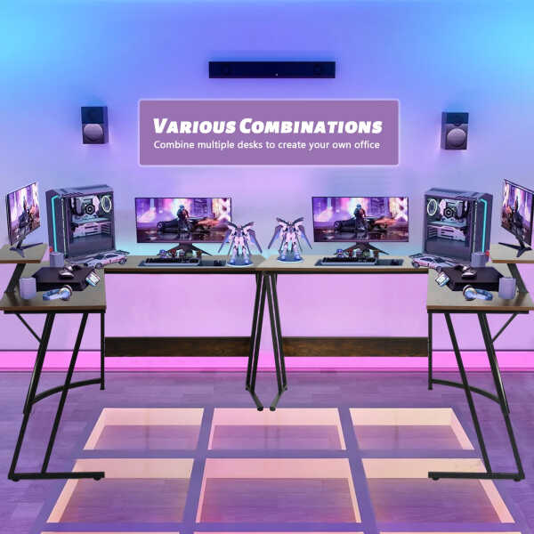 YRLLENSDAN L Shaped Computer Desk, Corner Desk Gaming Table Computer Desk L Shaped Desks Gaming Desks with Large Desktop for
