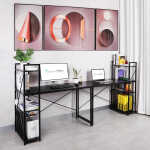 Utopia Alley Computer Desk with Shelves - 47-inch Black Metal Desk with 4-Tier Storage Bookshelves, Rustic Brown & Black Black
